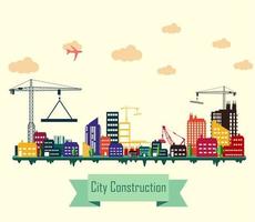 ilustración vectorial del sitio de construcción colorido vector