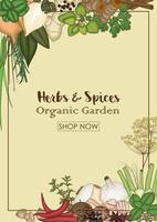 Background design with herbs and spices vector