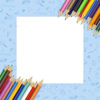 Vector illustration of White paper with colored pencils