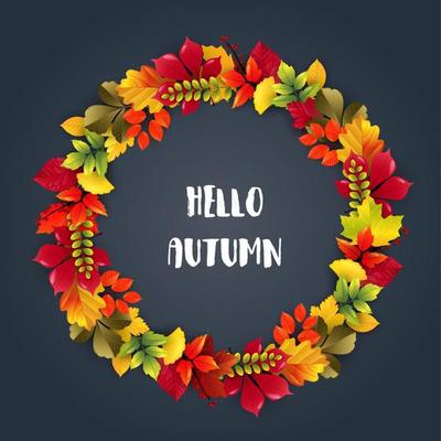 Vector illustration of Round frame of autumn leaves