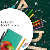 Vector illustration of Welcome back to school with school supplies