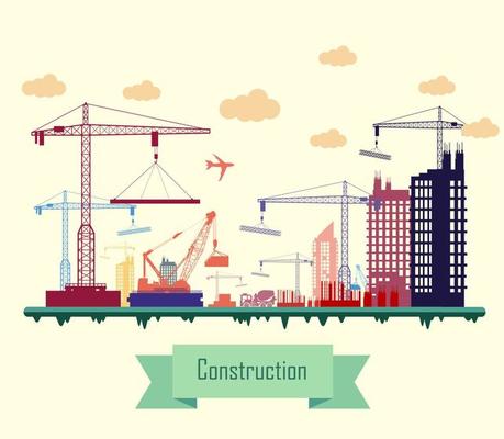 Vector illustration of Colorful Construction Site