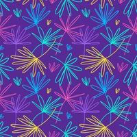 Seamless pattern with neon tropical palm leaves vector