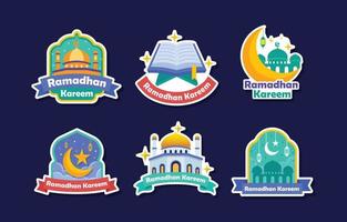 Ramadhan Element Sticker Set vector