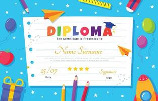 Kindergarten Diploma Cartoon Certificate vector