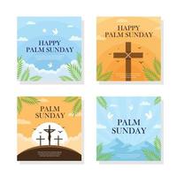 Palm Sunday Social Media Posts Template vector