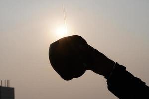 coconut water in sky with sun photo