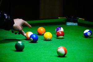 Pool table and ball in a club house stock photo