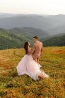 bride and groom. Photo shoot in the mountains.