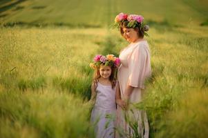 Happy family in the field photo