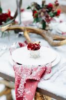 Winter Wedding decor with red roses photo