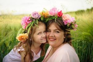 Happy family in the field photo