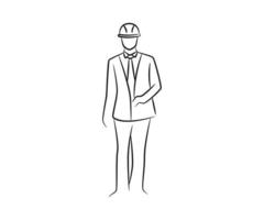 hand drawn engineer line illustration vector