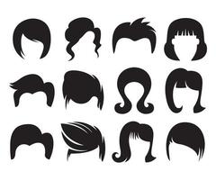 male and female hairstyle and wig icons vector