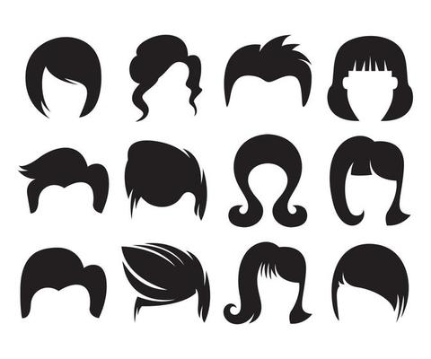 male and female hairstyle and wig icons 6919260 Vector Art at Vecteezy