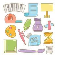 stationery and writing tool icons set vector