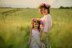 Happy family in the field photo