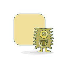 funny monster and note board illustration vector