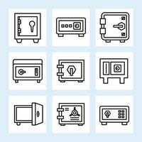 safe icons set vector