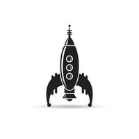 spacecraft and rocket icon vector