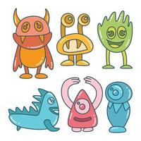 ilustración de personajes de monstruos coloridos vector
