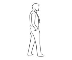 hand drawn walking businessman character line art vector