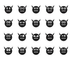 nervous devil and demon emoticons set vector