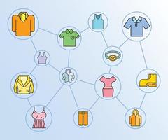 clothes and fasion network diagram vector