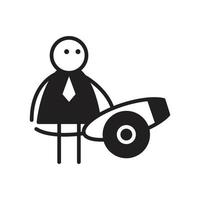 businessman stick figure and cannon illustration vector