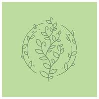 floral wreath green background illustration vector