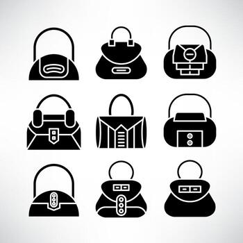 set of fashion handbag icons vector