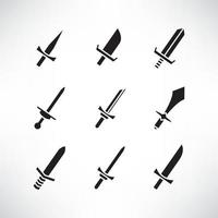 sword and dagger icons set vector