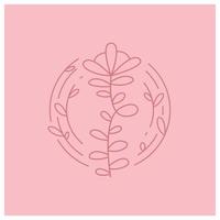 arte de línea de corona floral sobre fondo rosa vector