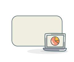 blank board with pie chart on laptop vector illustration