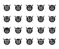 conjunto de emoticonos de diablo y demonio descarado vector