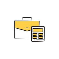 briefcase and calculator icon vector