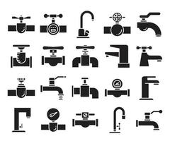 water tap icons set vector