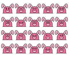 smile rabbit emoji set vector