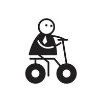 businessman stick figure riding bicycle illustration vector