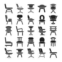 chair furniture icons set vector