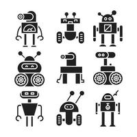 robot character icons vector