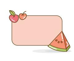 blank memo note with watermelon and cherry icon illustration vector