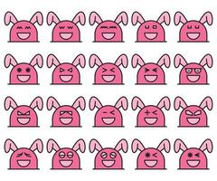 happy rabbit emoticons set vector