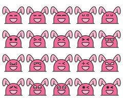 happy rabbit emoticons set vector