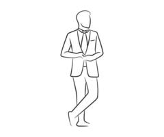 smart businessman character line art vector