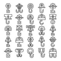 pulley and crane hook icons vector