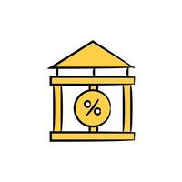 bank and interest rate icon vector