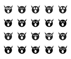 amazed devil and demon emoticons set vector