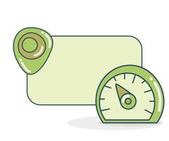 blank board with speedometer and pin vector illustration