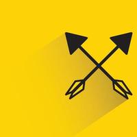 crossed arrows bow on yellow background vector